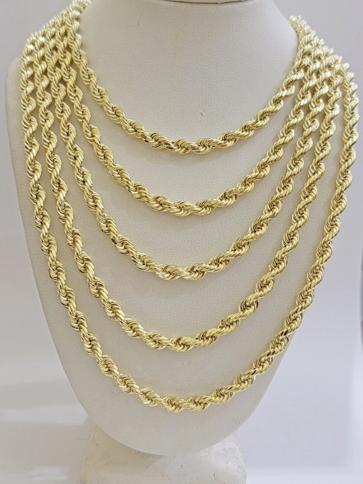 Real 14k Gold Rope chain 20 Inch 5mm Diamond Cuts 14kt Yellow Gold Men Women - Image 4