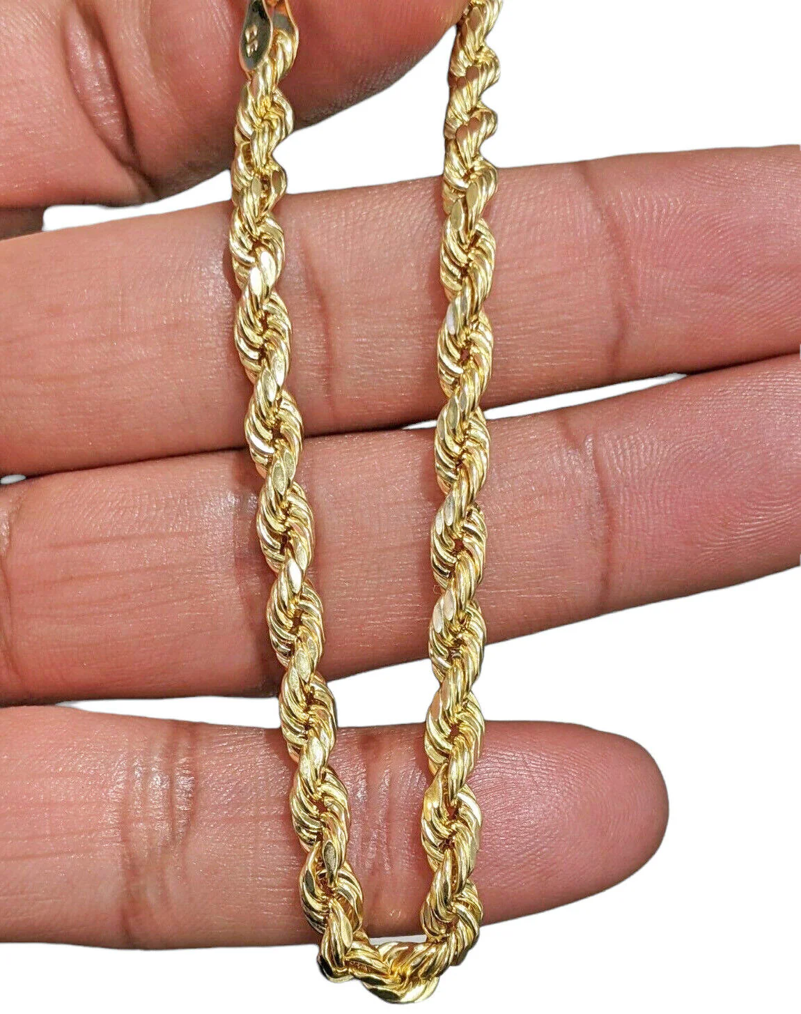 Real 14k Gold Rope chain 20 Inch 5mm Diamond Cuts 14kt Yellow Gold Men Women - Image 5