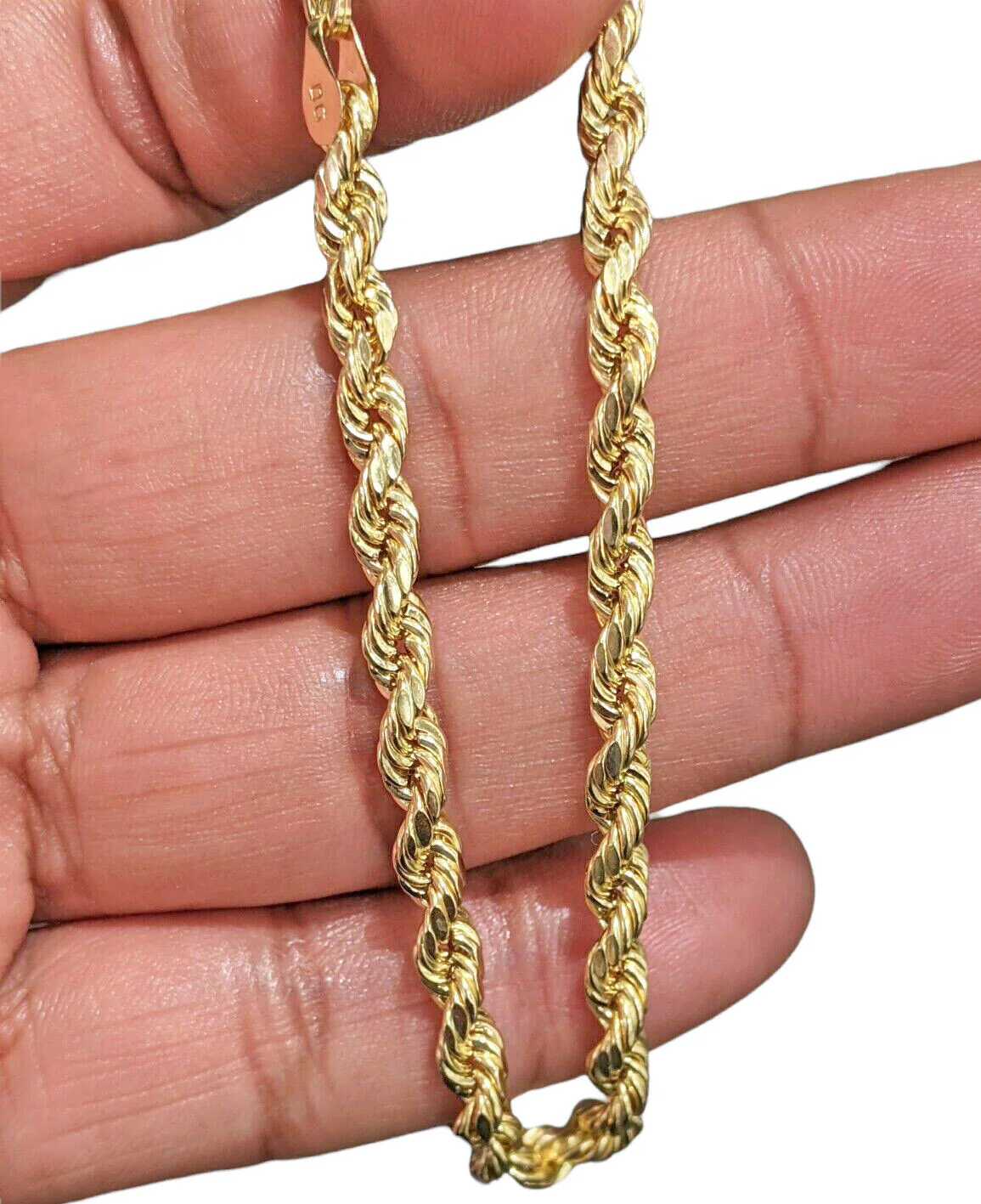Real 14k Gold Rope chain 20 Inch 5mm Diamond Cuts 14kt Yellow Gold Men Women - Image 7