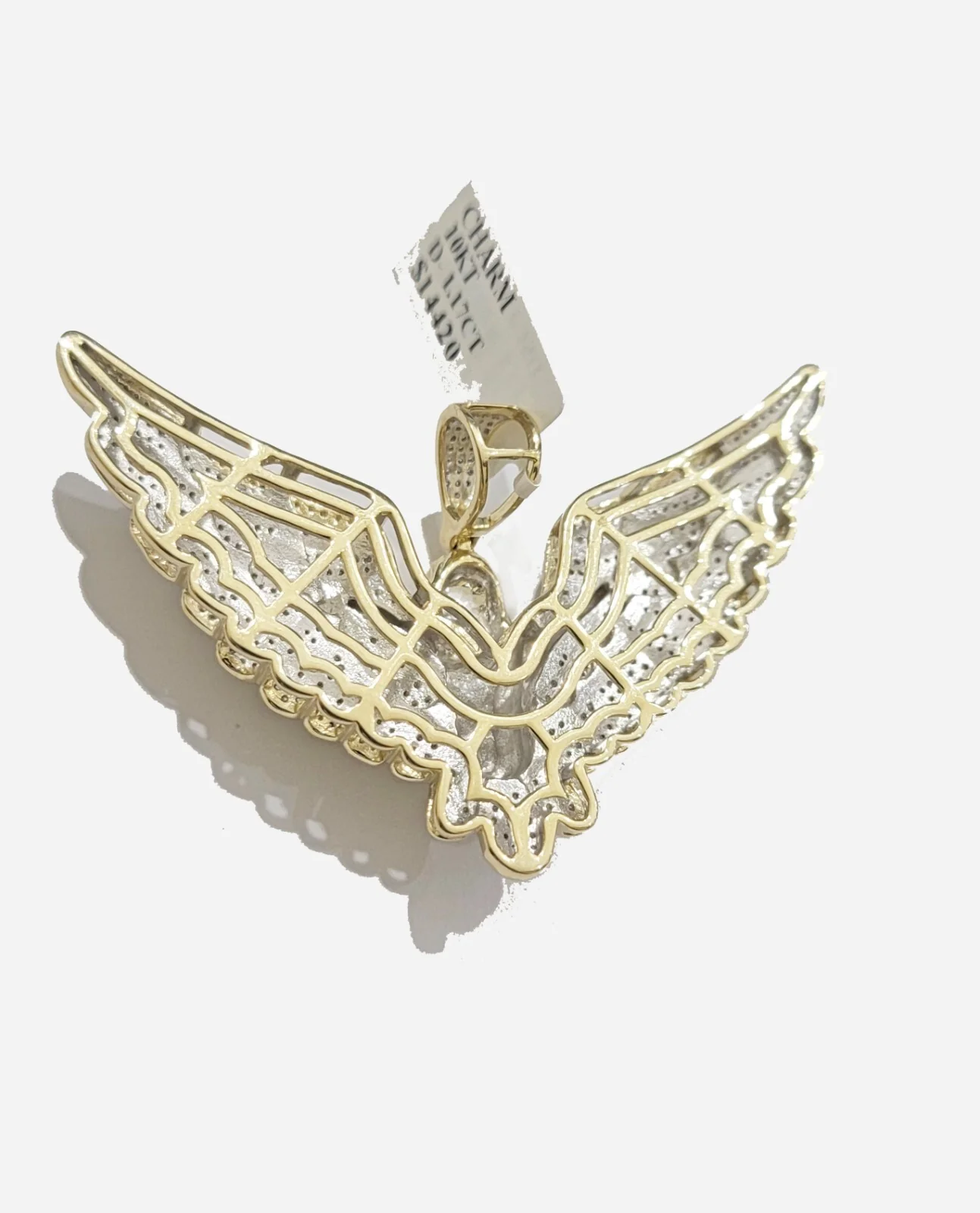 Real Gold Diamond Angel Wing Charm Pendant 10k yellow Gold 1.17 CT Mens 1.5 Inch - Image 6