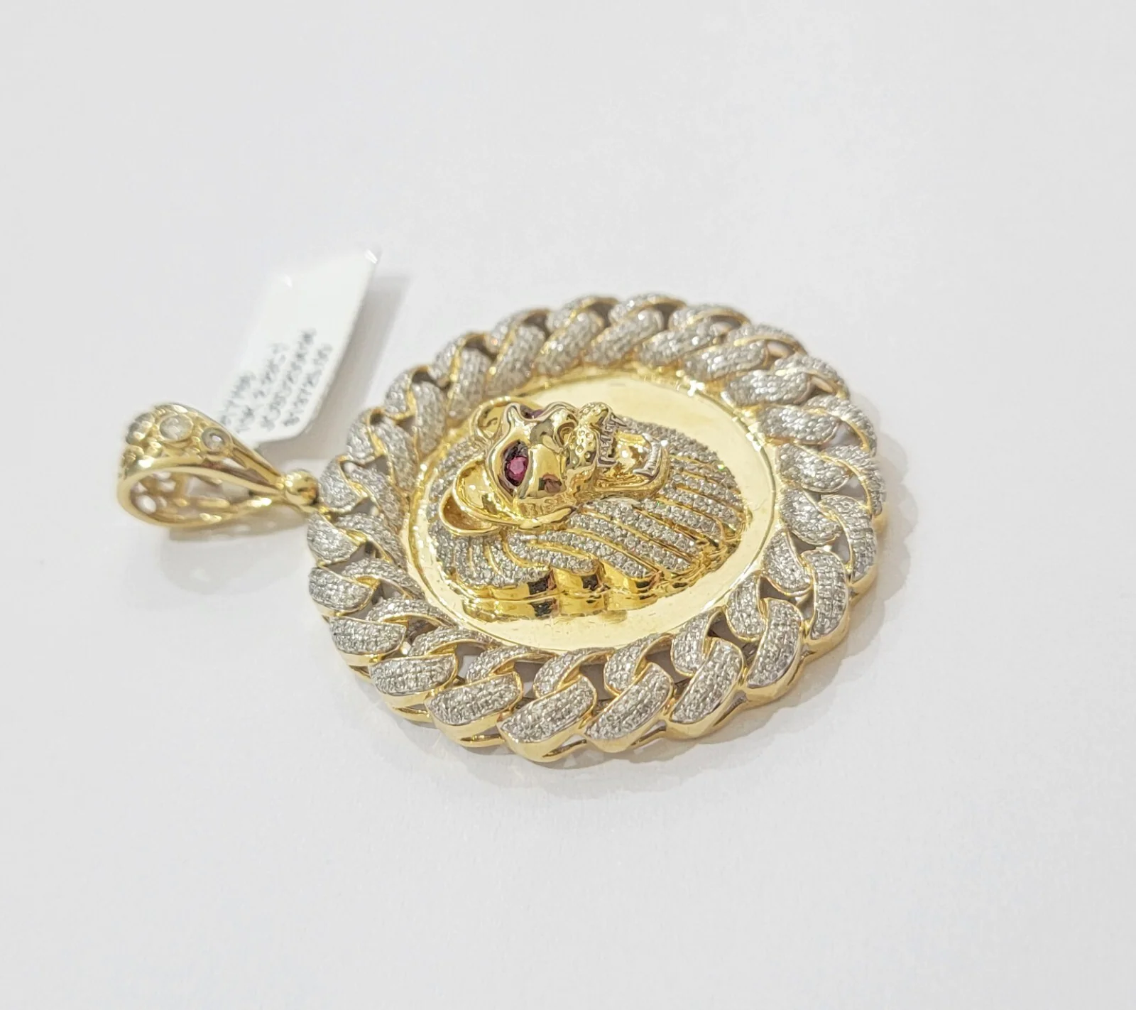 Real Gold Diamond lion head Charm Pendant 10k yellow Gold 2.20 CT Mens 2.3 Inch - Image 3