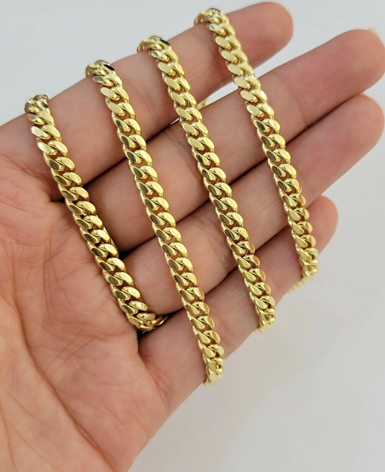 Solid 14k Yellow Gold chain 22 Inch Miami Cuban Necklace 4mm STRONG Links REAL - Image 3