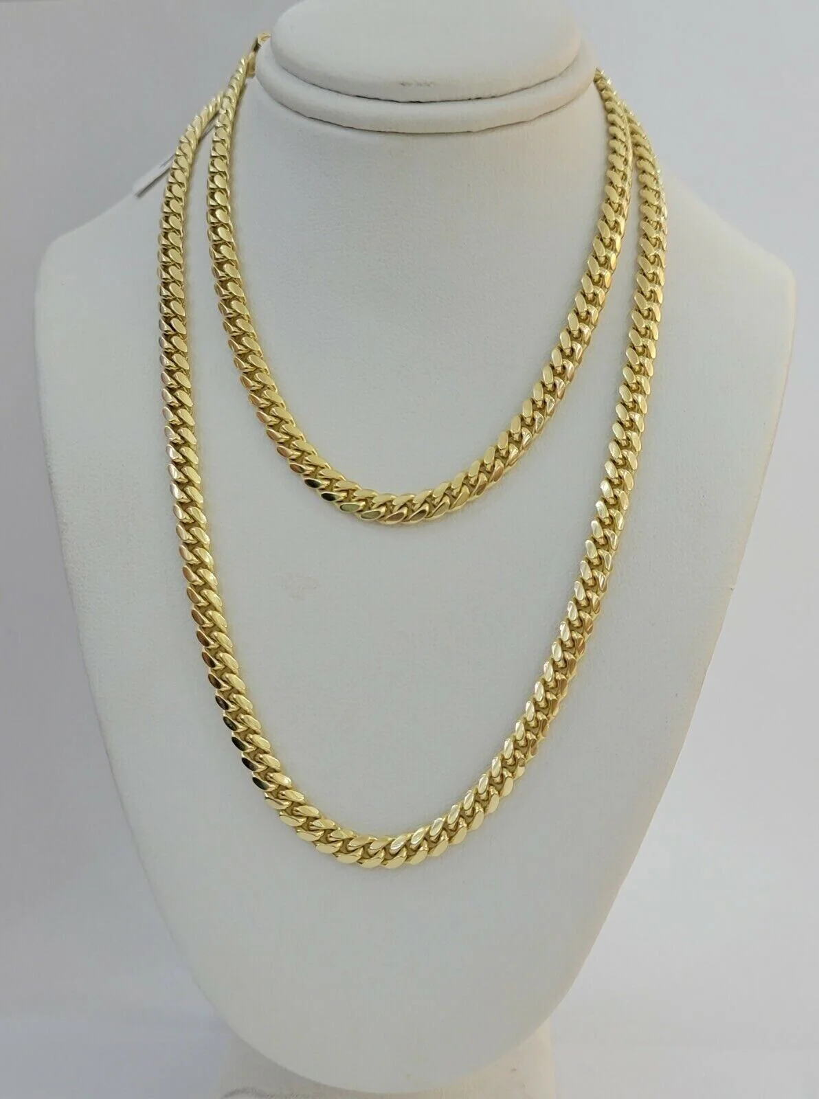 Solid 14k Yellow Gold chain 22 Inch Miami Cuban Necklace 4mm STRONG Links REAL - Image 4