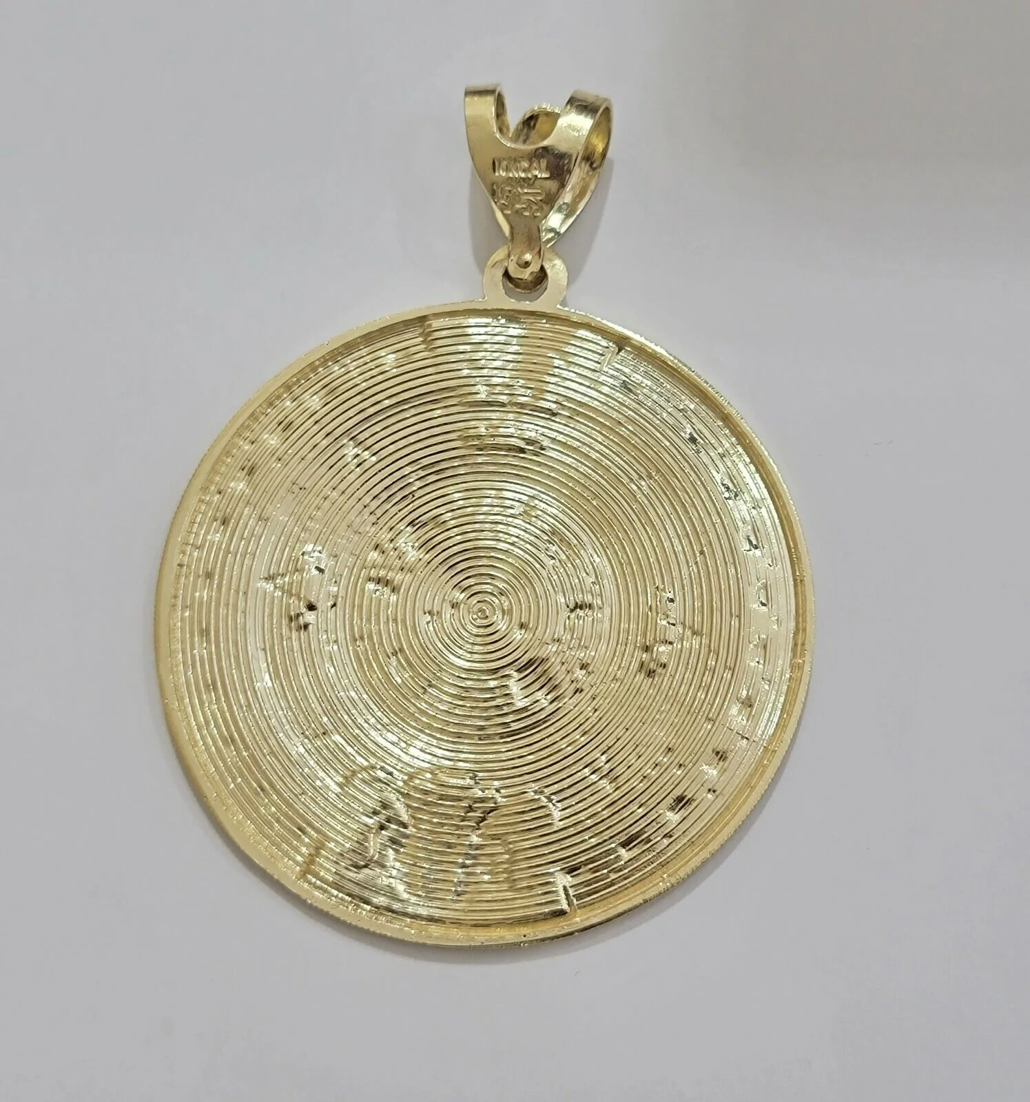 SOLID Real 10kt Yellow Gold Pendant Aztec Mayan Calendar 2.5" Men's Round Charm - Image 4